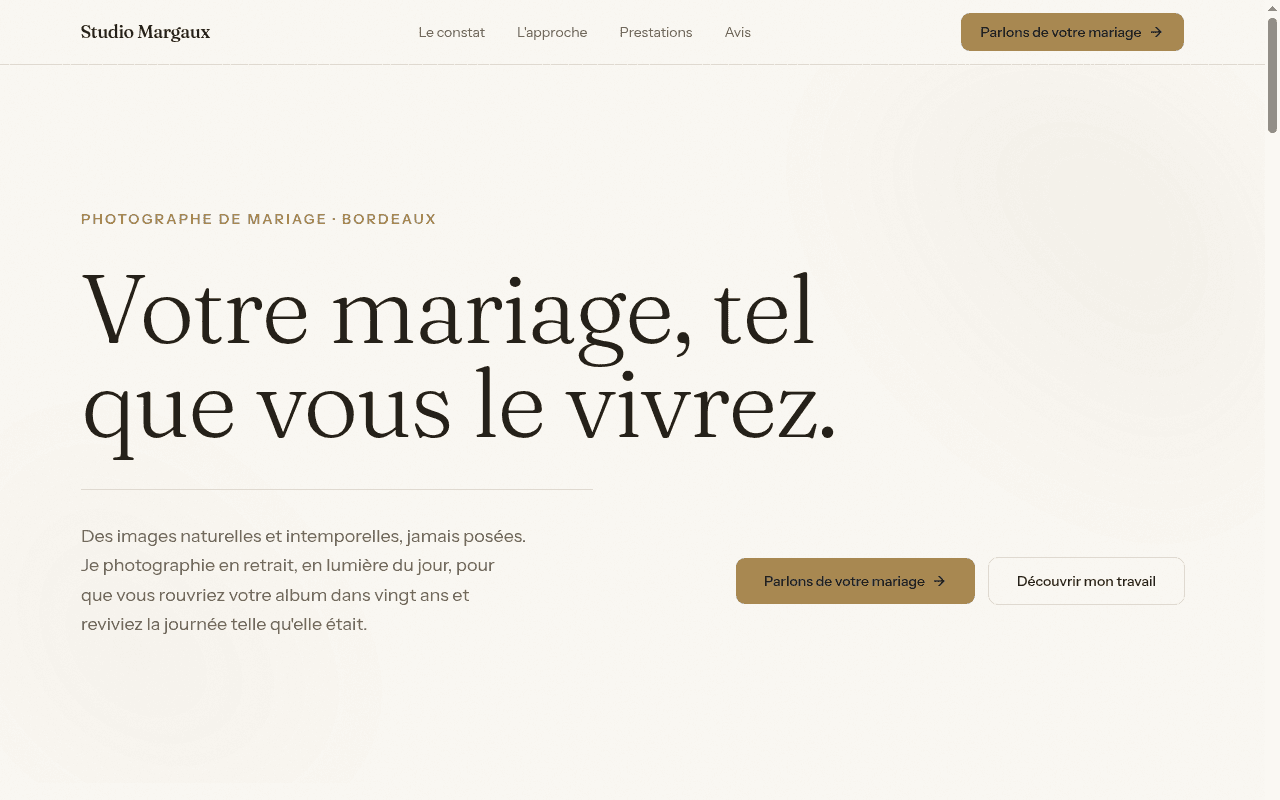 Aperçu Studio Margaux, photographe mariage — desktop